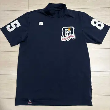 네이비 하이넥 반팔 골프 셔츠