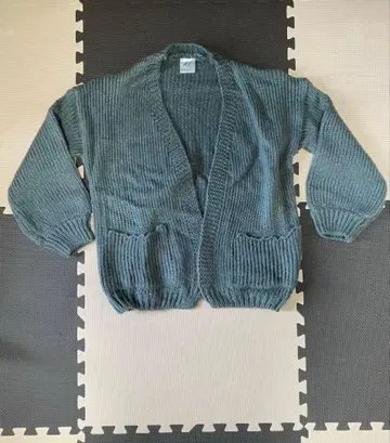 빅 실루엣 볼륨 슬리브 니트 가디건 그레이