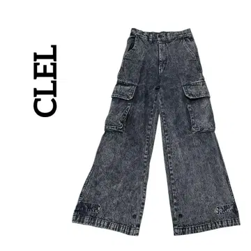CLEL 클레일 빈티지 디자인 와이드 데님 팬츠 블랙