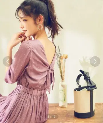 31 Sons de mode 도트 무늬 7부 소매 원피스 백리본