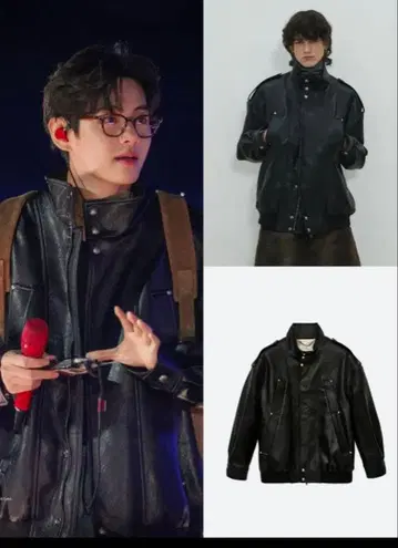 BTS V 태태 착용 오버 사이즈 가죽 자켓 블루종 S 사이즈