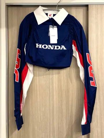 [택 포함 새상품] Moussy x HONDA 콜라보 크롭 셔츠 네이비