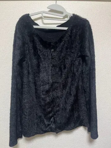 mystic 샤기 리브 가디건 블랙