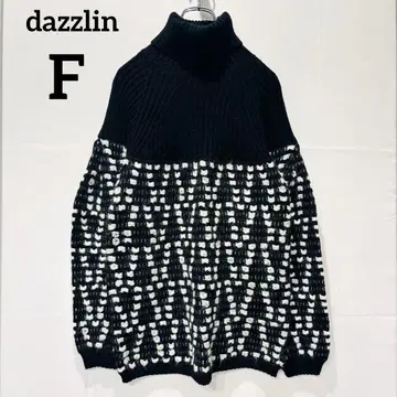 [다즐린] 긴팔 니트 터틀넥 볼륨 슬리브 블랙 F 사이즈