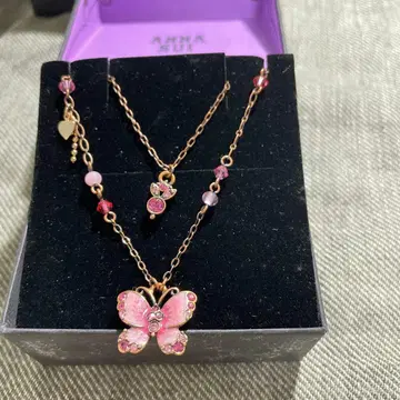 안나수이 목걸이 핑크 2개 세트 나비 새상품3