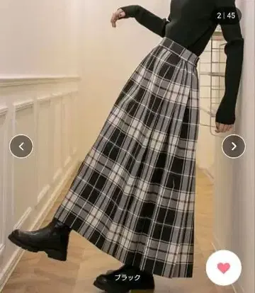 coen 체크 플리츠 스커트