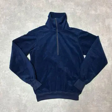 70s Lee 하프 지퍼 벨로아 하이넥 셔츠 네이비