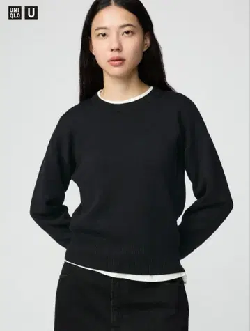 더블 페이스 크루넥 스웨터 블랙 UNIQLO U