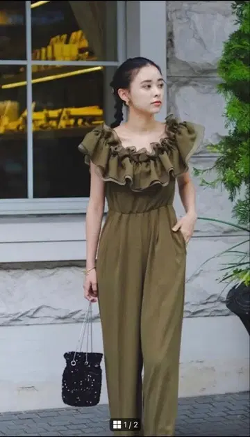 카스타네 포멀 올인원 결혼식 경사 드레스 프릴 팬츠