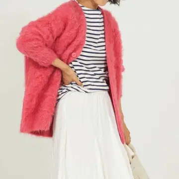 Freada / 프리다 샤기 니트 가디건 핑크