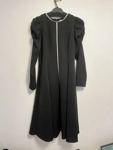 [ 새상품급 ] 셀포드 레이스 트리밍 분또 원피스 퍼프 슬리브 38 블랙