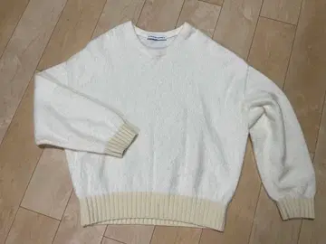 KATHARINE HAMNETT 남성용 화이트 V넥 스웨터