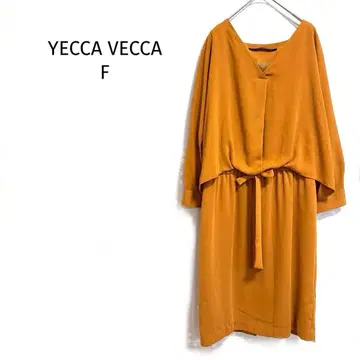 예카베카 원피스 머스타드 허리밴딩 리본 긴팔 고급