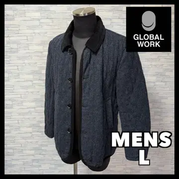 GLOBAL WORK 남성용 퀼팅 자켓 L 사이즈 다크 블루