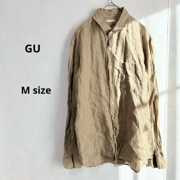 GU 지유 프렌치 린넨 셔츠 M 브라운 린넨 100% 긴팔
