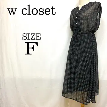 w closet 쉬폰 롱 원피스 도트 무늬 비침 슬리브리스
