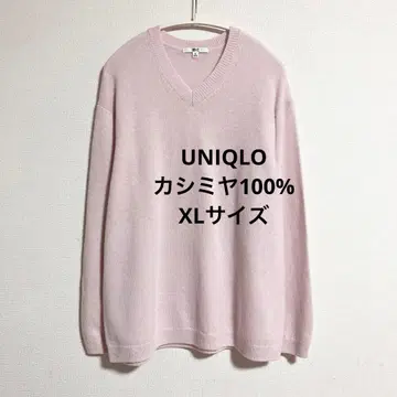 UNIQLO 캐시미어 릴랙스 V넥 스웨터 XL 핑크