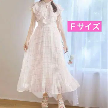 [새상품급] 미셸 마카롱 케이프 리본 원피스 체크 무늬 핑크 F