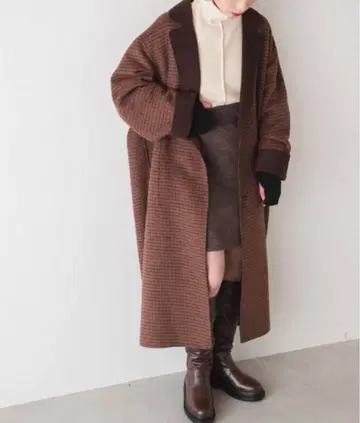 Kastane 체크 리버서블 체스터 롱 코트