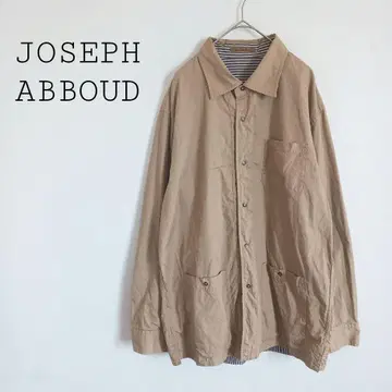 조셉 아부드 면 100% 셔츠 자켓 스냅 버튼 안감 스트라이프 패턴