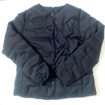 무인양품 다운 자켓 노카라 블랙 경량 이너다운 블랙