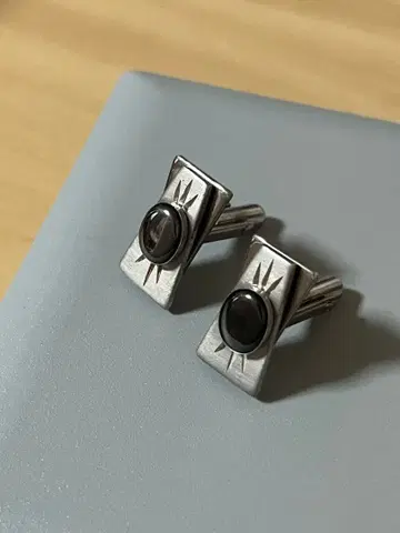 빈티지 커프스 커프링크스 실버 블랙