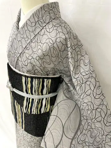 미사용 새상품 순수 실크 이중 기모노 오메시 호몬기 단품