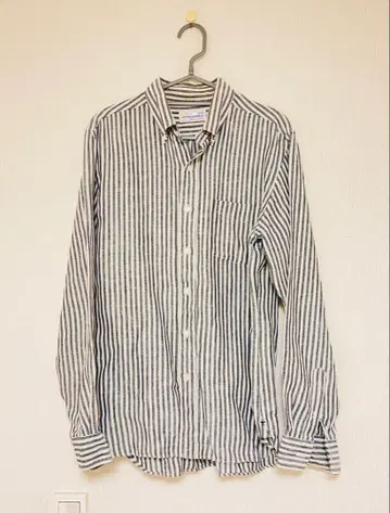 sontaku 린넨 스트라이프 셔츠 버튼 다운 셔츠