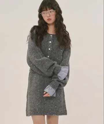 loin nuit 로완뉴이 스팽글 니트 세트 업