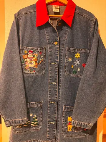 푸우 디즈니 빈티지 커버올 자수 USA 코듀로이 구제 의류