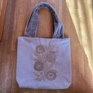 자수 디자인 연보라색 토트백 MADE IN INDIA