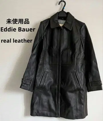 새상품 Eddie Bauer 브라운 가죽 코트 소가죽 천연 가죽 여성용