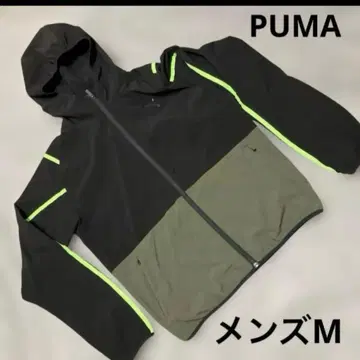 PUMA 남성용 M 후드티 블랙/카키 M 사이즈 경량 새상품급