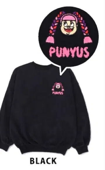 PUNYUS의 NAOMI CHAN 사가라 자수 맨투맨 (블랙) 사이즈 4