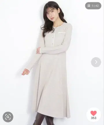 JILL by JILLSTUART 라메 트위드 배색 니트 원피스