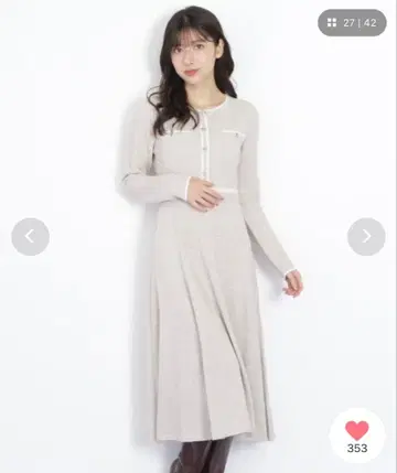 JILL by JILLSTUART 라메 트위드 배색 니트 원피스