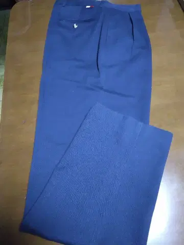 네이비 플리츠 슬랙스 다크 블루