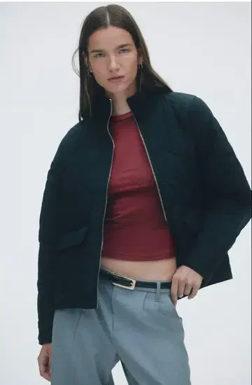 [ 미사용 ] H&M 오버 사이즈 퀼팅 자켓 블랙 XS