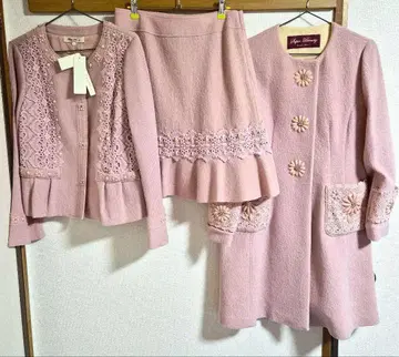 슈퍼 뷰티 비쥬 자켓 코트 스커트 핑크 3종 세트