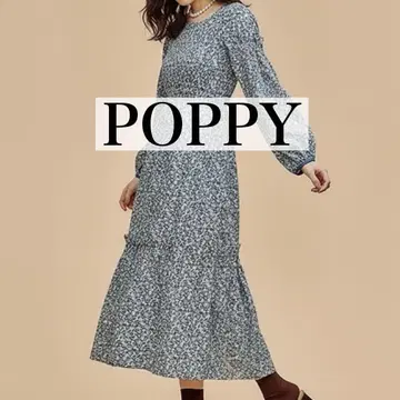 POPPY 아사기니뇨 페인트 후르츠 롱 원피스