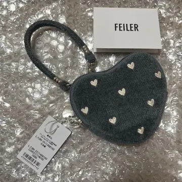 FEILER 하트형 파우치 그레이 라브라도 도트