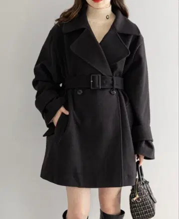 [ Chico ] 미들 기장 오버코트 블랙