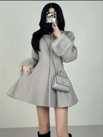 Darich 허리 벨트 멜톤 코트 GRY