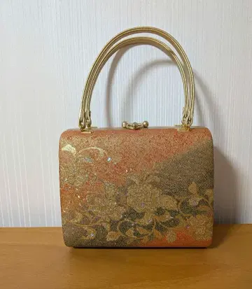 일본 의류용 백 오렌지 골드 꽃무늬