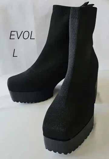 통굽 니트 숏부츠 블랙