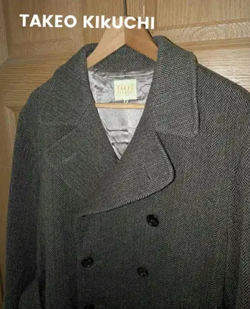 TAKEO KIKUCHI 헨리본 패턴 울 코트 더블 브레스트
