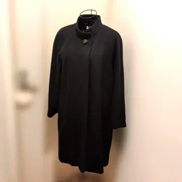 울 노카라 롱 코트 블랙