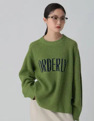 새상품 LEPSIM 7게이지 꽈배기 짜임 로고 풀오버 그린