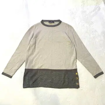 페라가모 니트 골드 버튼 로고 베이지 바이컬러 빈티지 02