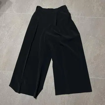 블랙 와이드 팬츠 허리밴딩
